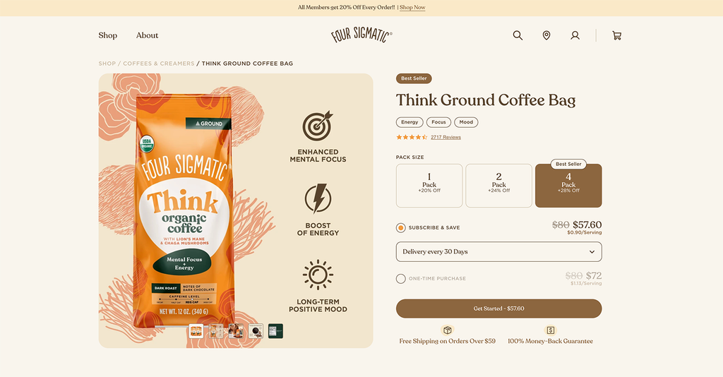 Four Sigmatic Thing Ground Coffee Bag Pricing