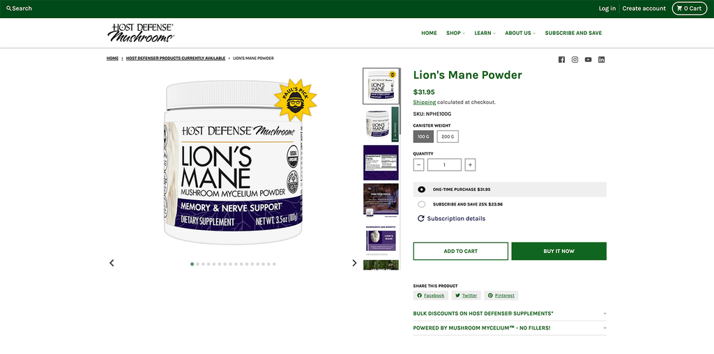 host Defense Lion's Mane Powder