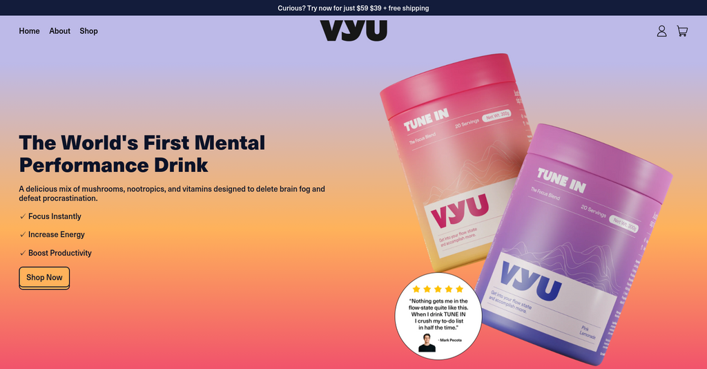 VYU TUNE IN container Pink Lemonade and Tropical Punch flavour