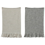 Cotton Striped Tea Towel with Ruffle