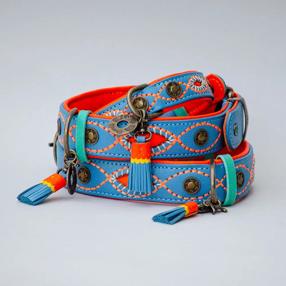 Halsband im Bohemian Look - "ibiza lounge BIG" - blau 4legs.de