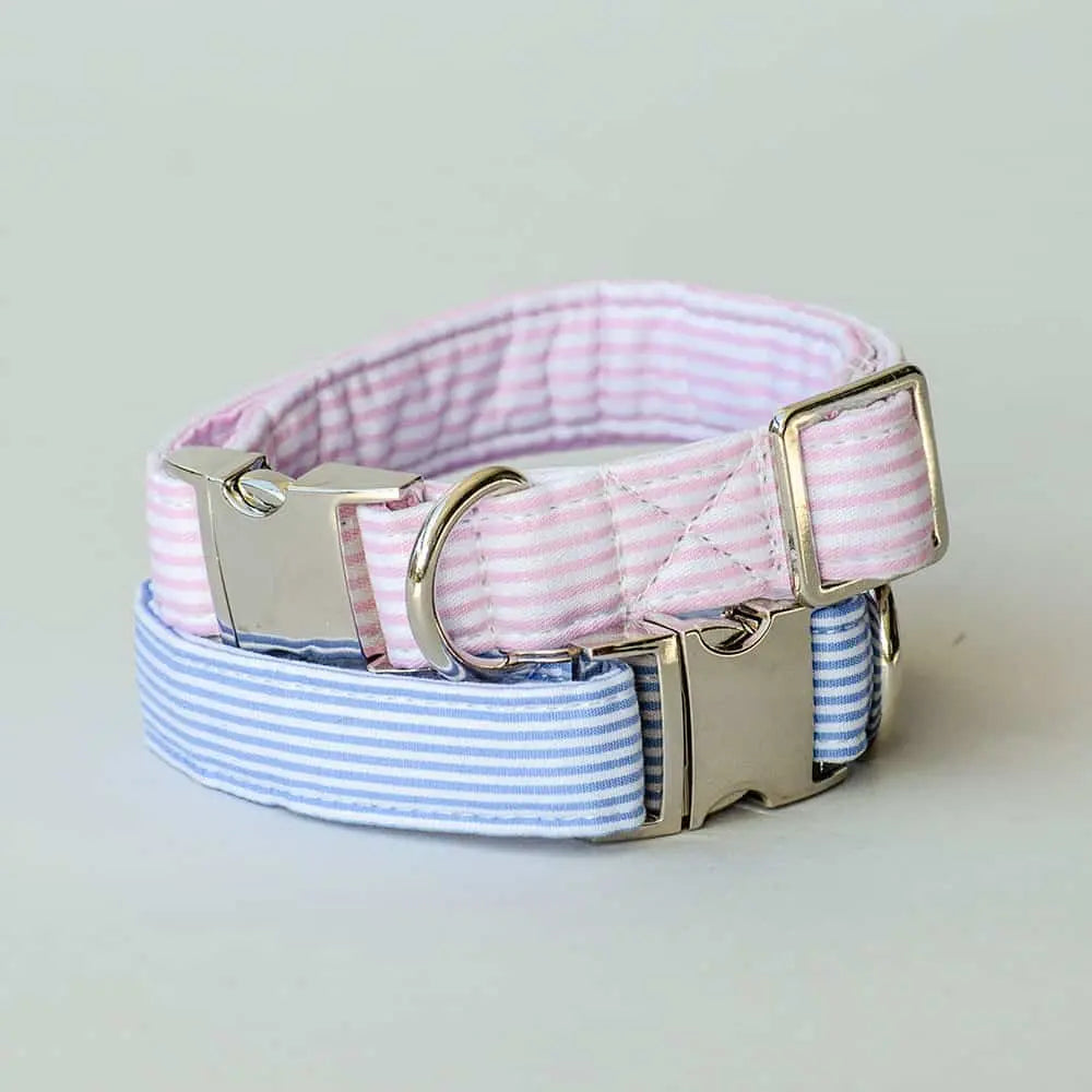 Dieses qualitativ hochwertige Pastell Halsband ist mit seinem gestreiften Look in dem sanften Pastell-Ton Rosé ein sagenhafter Hingucker!