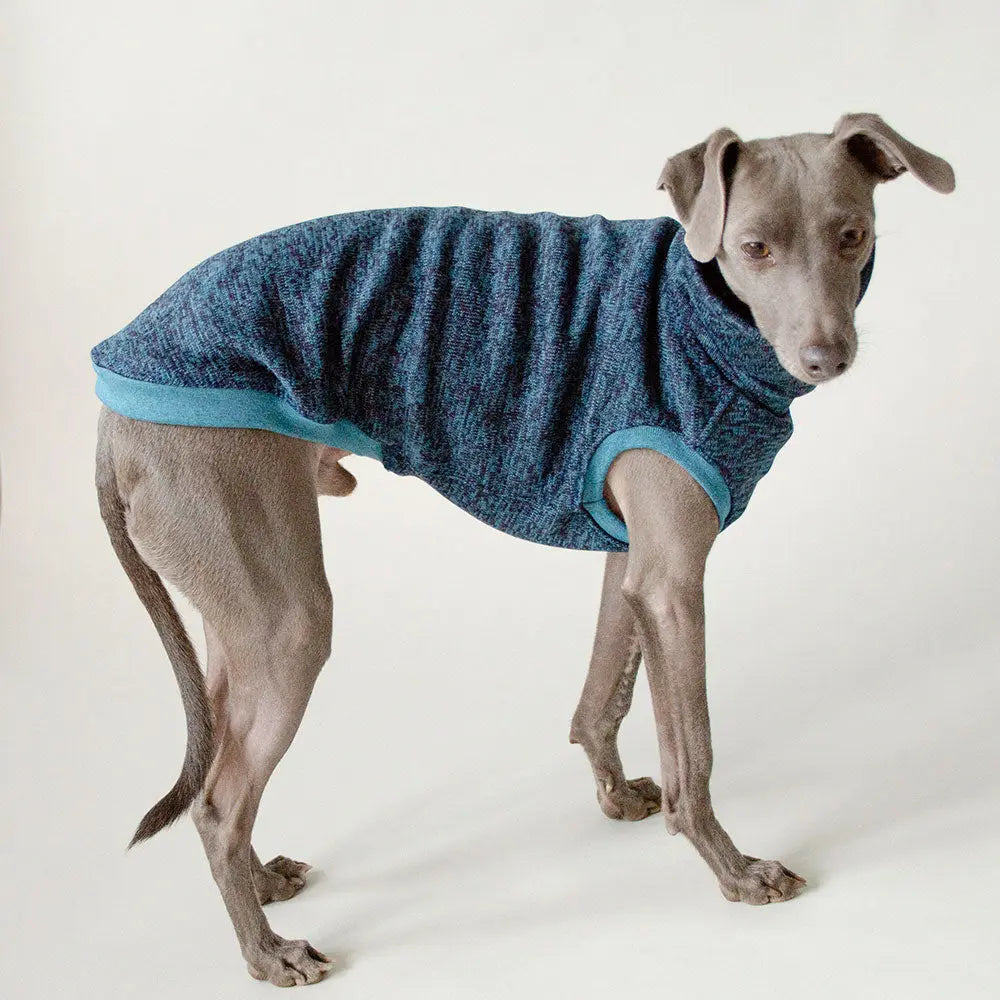 Strickfleece-Pullover für Windhunde "Speed" - petrol 4legs.de