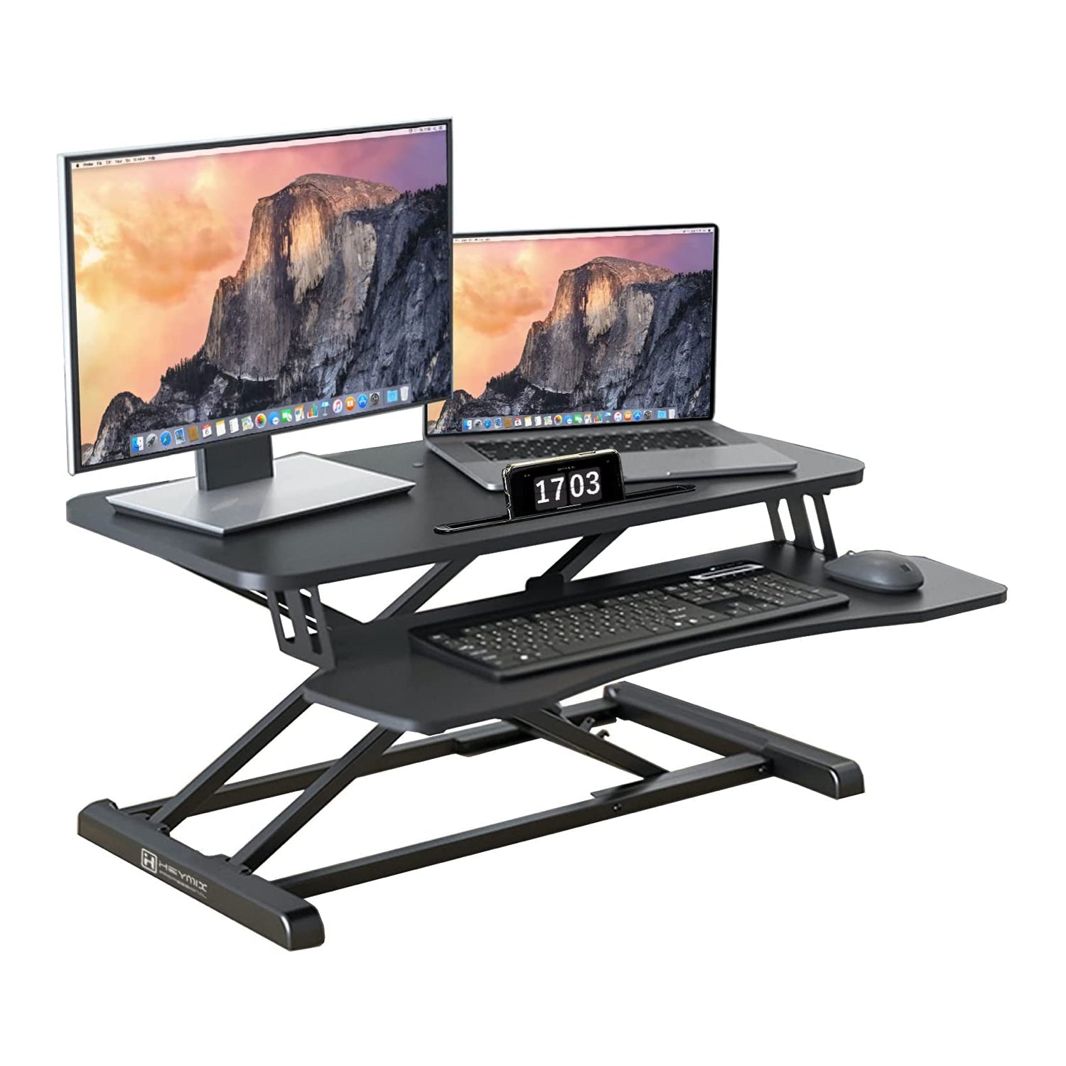 GTG-EVO, 55x27 Glass Desktop Standing Desk with PC Case