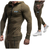zippered bodybuilding jacket pants set