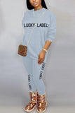 Fashion Casual Adult Polyester Letter Letter O Neck Long Sleeve Regular Sleeve Regular Two Pieces