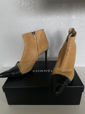 chanel leather booties