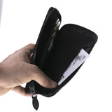 Universal Wallet Ledertasche mit Kartenfach -Kabelloses Laden – Qi-Ladung -Premium echte Handyhülle - Schwarz-1574