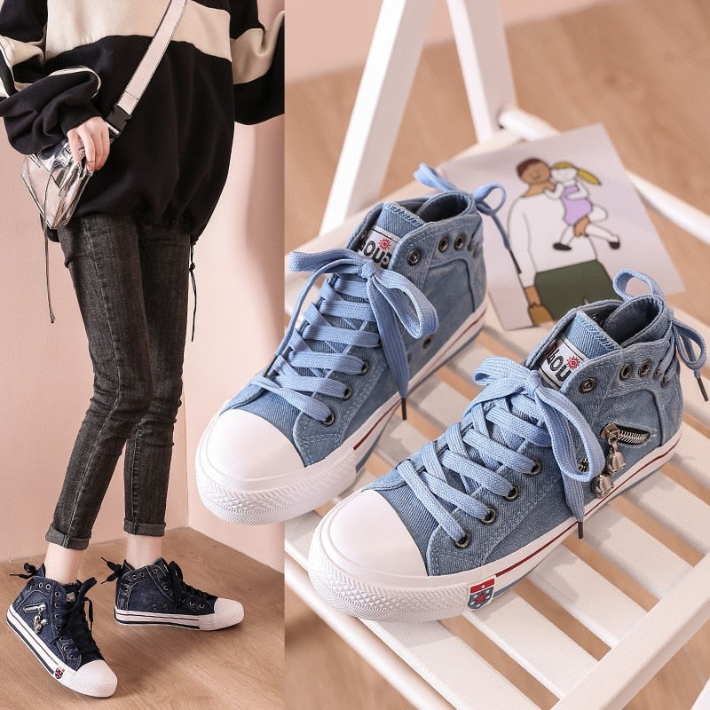 cowboy thick soled non slip lace up sneakers