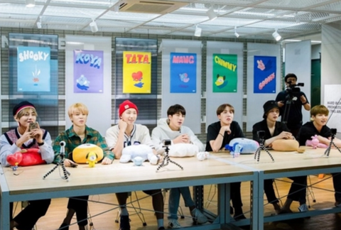 <img src="https://cdn.shopify.com/s/files/1/0549/2486/9747/files/MAKING_of_BT21_1024x1024.png?v=1657303119" alt="BTS Line Friends BT21  Tata (V), RJ (Jin), Chimmy (Jimin), Cooky (Jungkook), Mang (J-Hope), Shooky (Suga), Koya (Rap Monster) — and their space robot Van explains that the characters seek to become the “Universtar” in the 21st century"