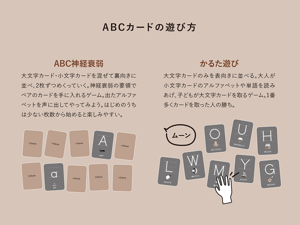 Abcカード 全52枚 おしゃれ 知育玩具 アルファベット学習 英語 Forne