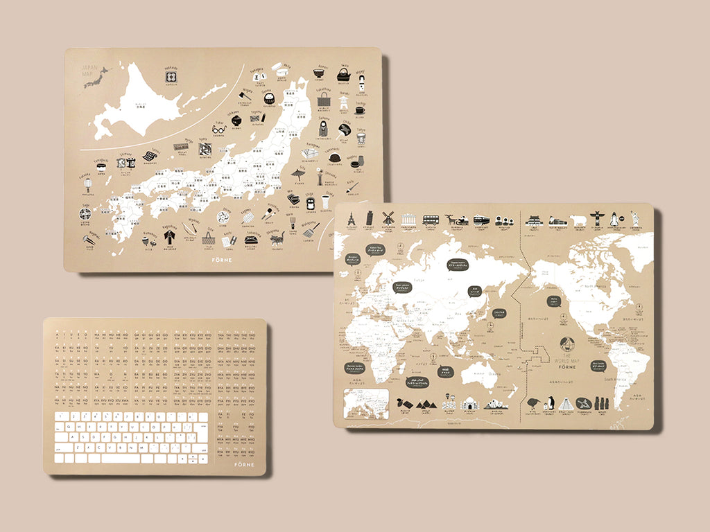 知育ポスター3枚セットb 4色 日本地図 世界地図 ローマ字 お風呂にはれる 防水紙 フォルネ Forne