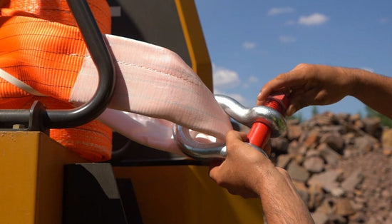 Towing Strap wit Steel Shackle on a truck