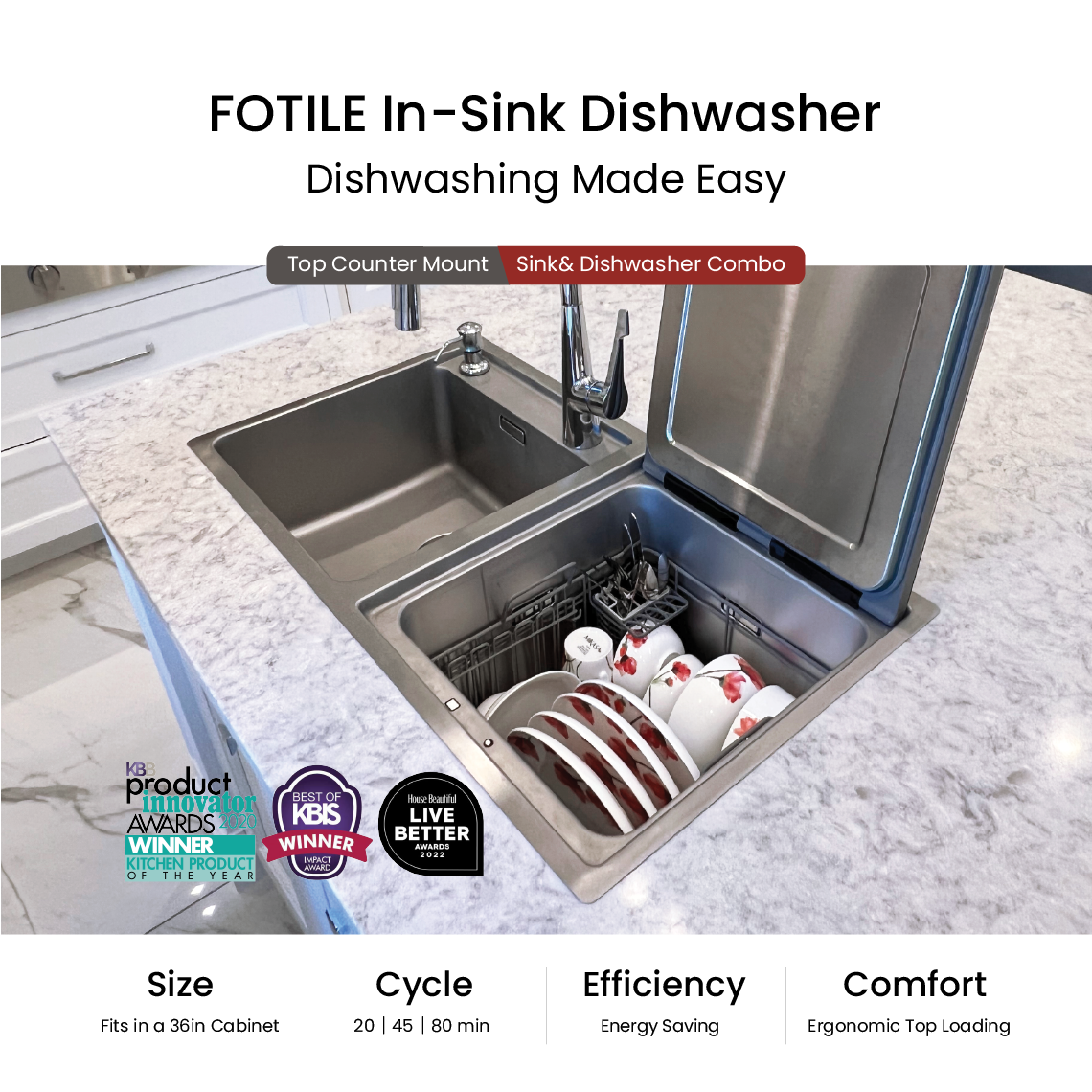 Dishwasher designed for modern living in compact spaces