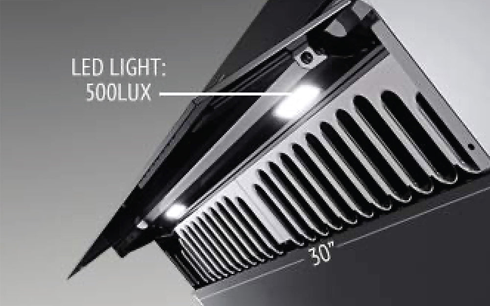 500LUX LED lights on the FOTILE JQG01 range hood.