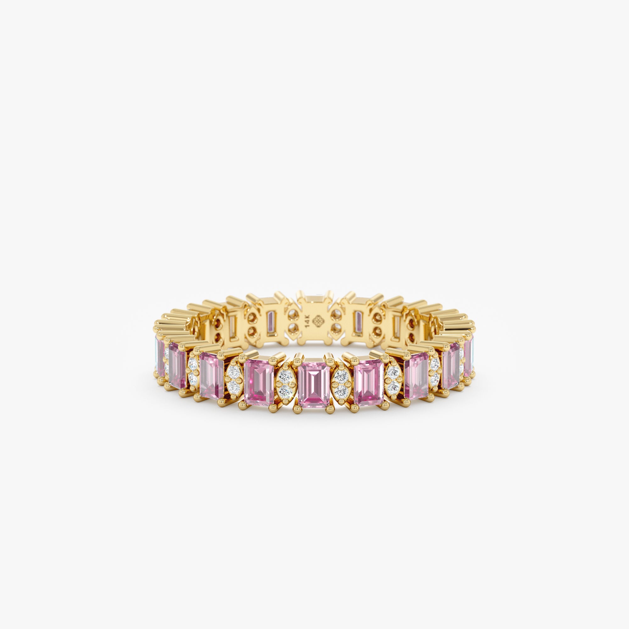Baguette Pink Sapphire Eternity Ring with Diamonds, Amara