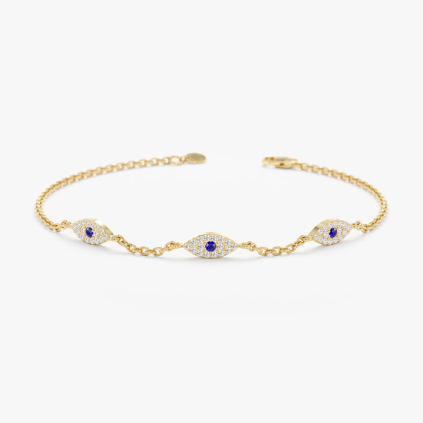 Meira T 14K Yellow Gold & Blue Sapphire Evil Eye Bracelet | Bloomingdale's