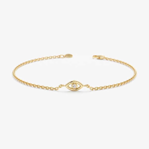 14k or 18k Solid Gold Dainty Evil Eye Bracelet, Minimalist Enamel Eye  Bracelet, Blue Eye Chain Bracelet Great Gift for Her Valentines Gift - Etsy