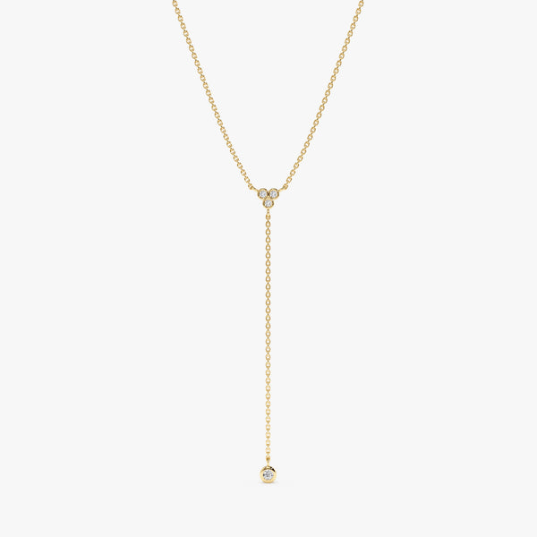 3 Bezel Diamond Lariat Necklace