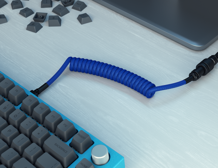 Cobalt Bule Coiled Cable on a GMMK PRO