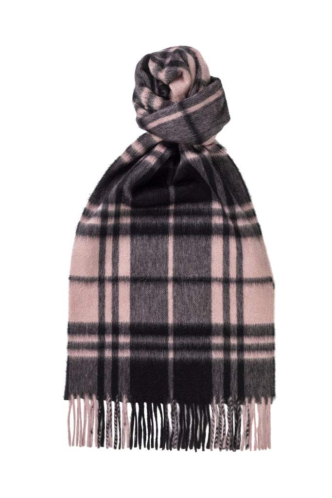 Glen Isla | Luxury Borders Plaid Pink Cashmere Scarf | Made in Scotland |  Glen Isla Cashmere