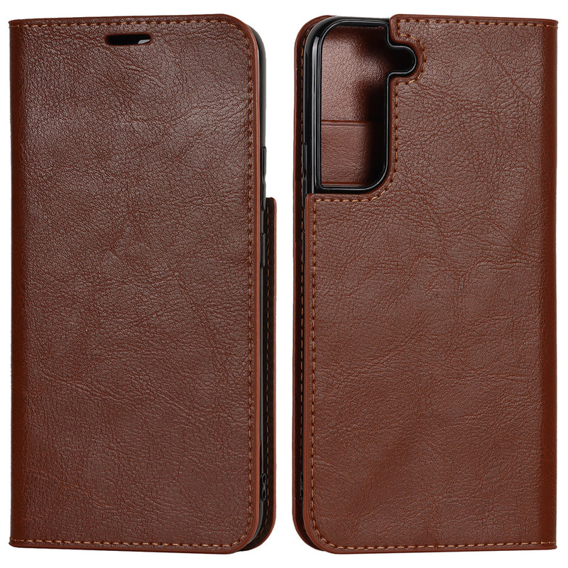 Eavta Galaxy S22 Case with Card Slot Kickstand Folio Wallet Shockproof Genuine Leather Cover for Samsung Galaxy S22 5G