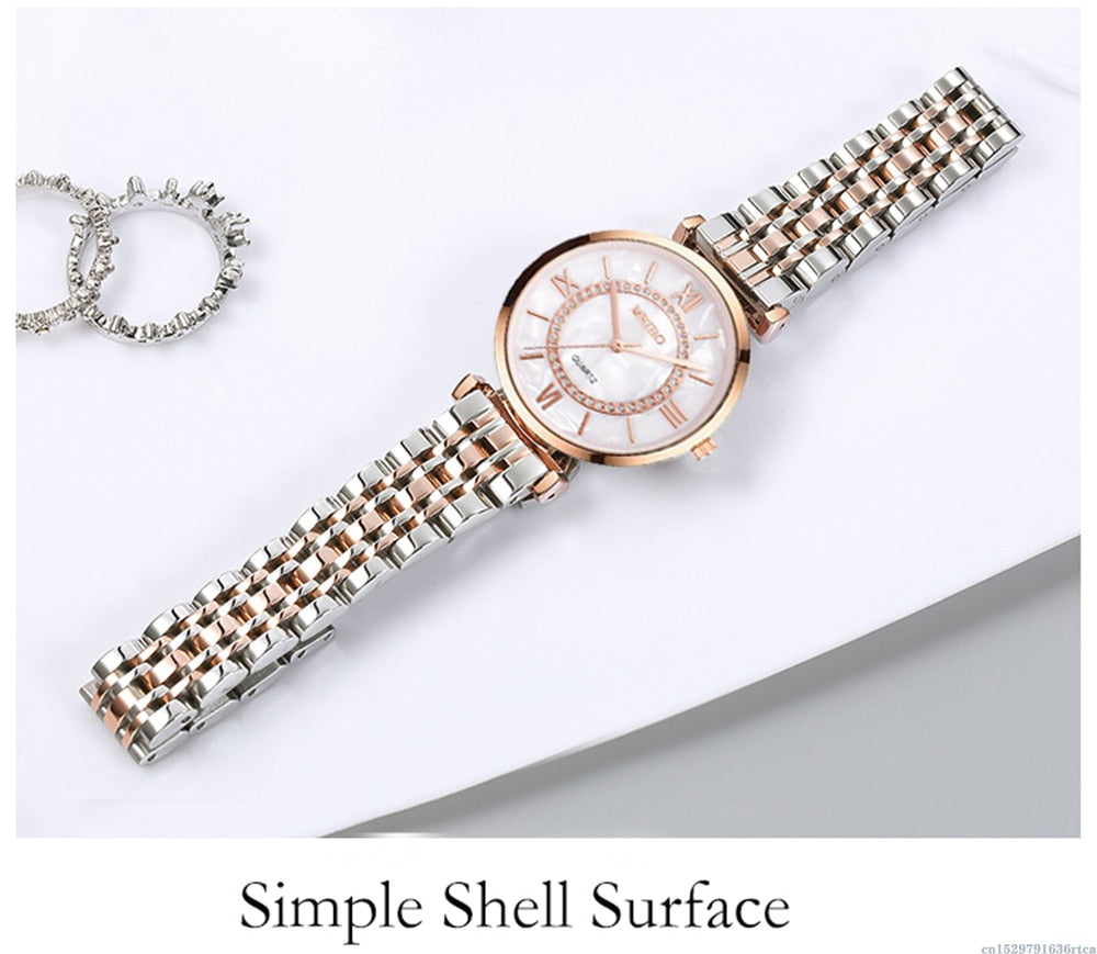 #016AW: Meibo Woman's Wristwatch w/a Stainless Steel Alloy Style Strap
