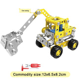 Metal Building Block Engineering Bulldozer Crane Technic Truck Blocks Construction Vehicle Educational Toy For Children