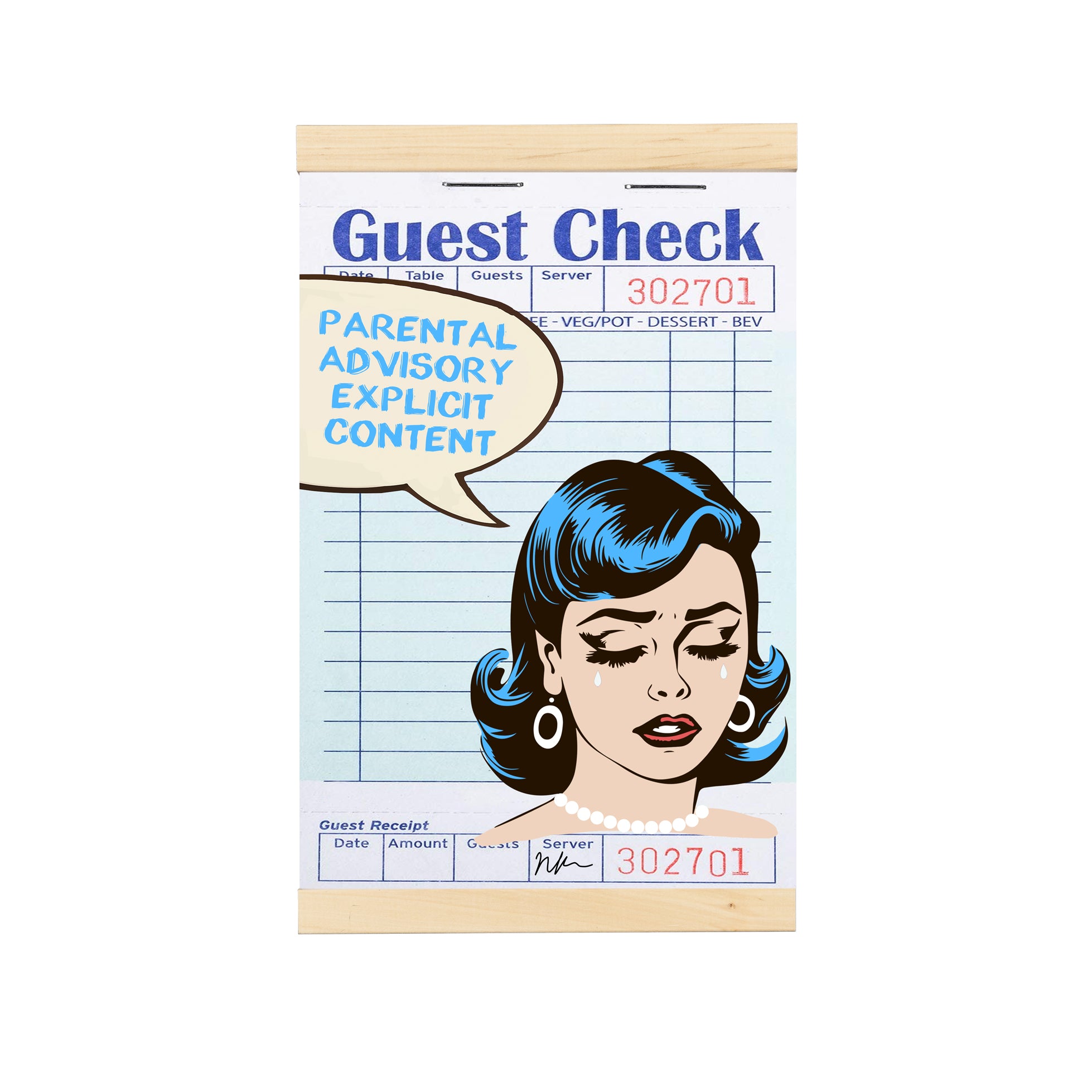NikkiRaye Collection "ADVISORY" Guest Check on Hanging Canvas