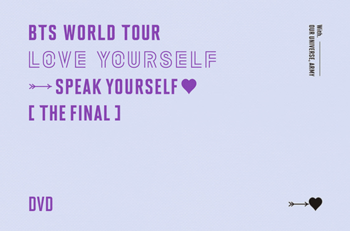 BTS - World Tour 'Love Yourself: Speak Yourself': The Final (DVD, BLU-RAY,  DIGITAL CODE)