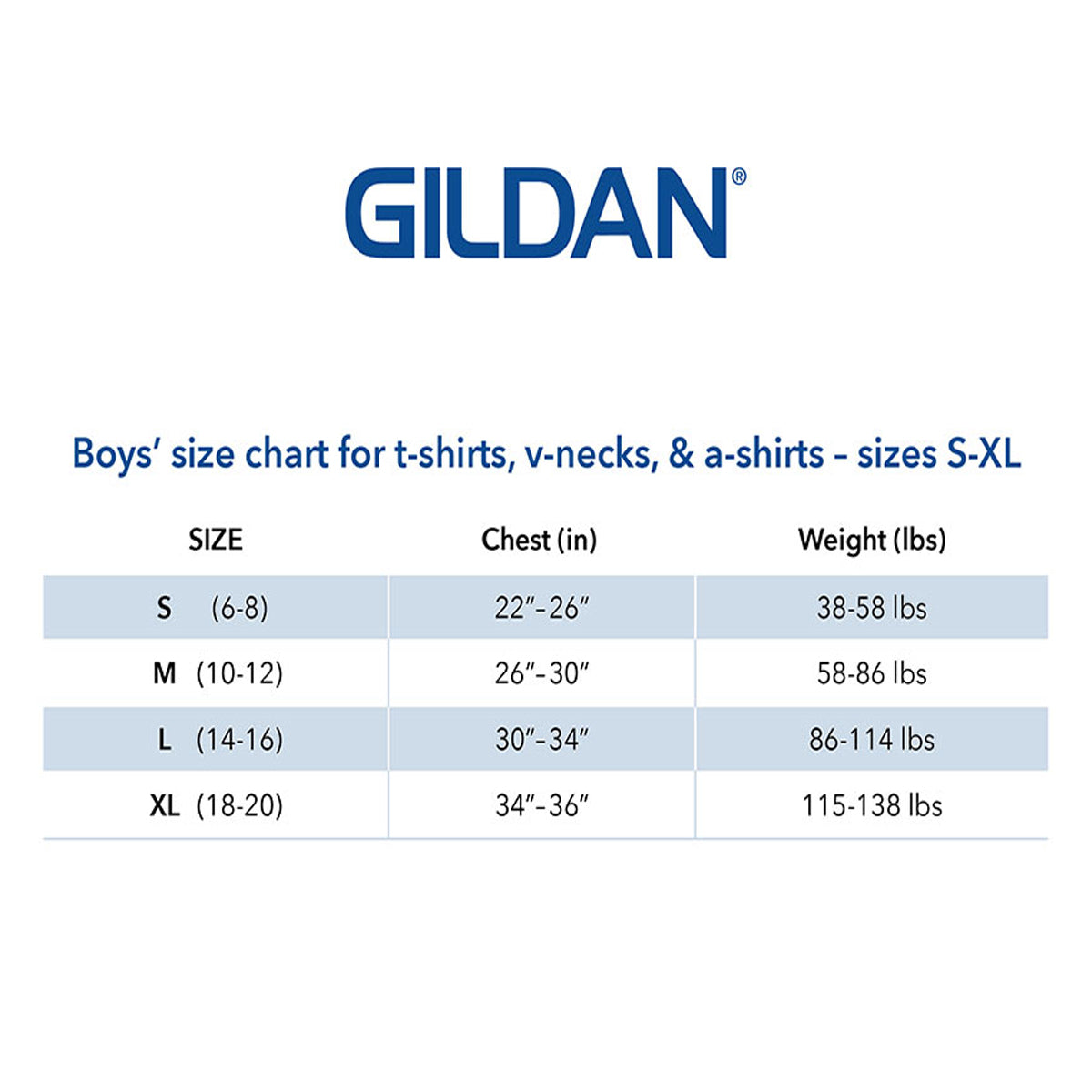 Gildan Youth Shirt Size Chart | canoeracing.org.uk