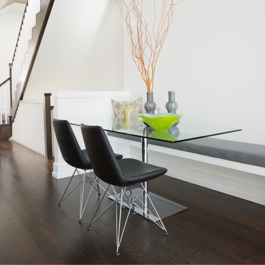 Black Leather Chrome Dining Chairs Eiffel