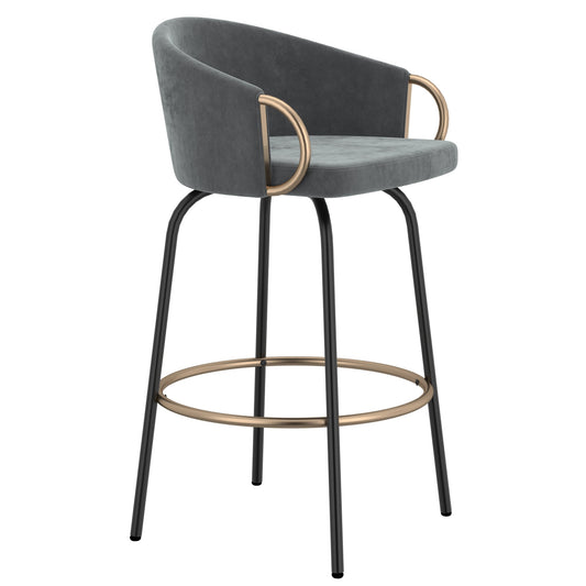 Swivel Bar Stools | Set of 2 | Lavo Grey Velvet - Your Bar Stools Canada