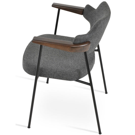 Palu Armchair Metal Dining Chairs Grey Wool - Your Bar Stools Canada