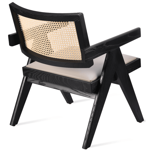 Wood Lounge Chair PierreJ Black Caned Chairs - Your Bar Stools Canada