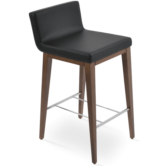 Black Leather Bar Stools Dallas Wood - Your Bar Stools Canada