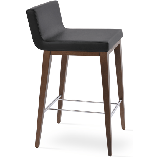 Black Leather Bar Stools Dallas Wood - Your Bar Stools Canada