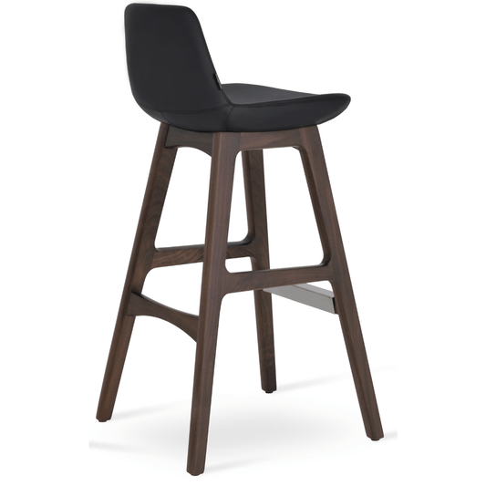 Black Leather Bar Stools Pera Wood - Your Bar Stools Canada