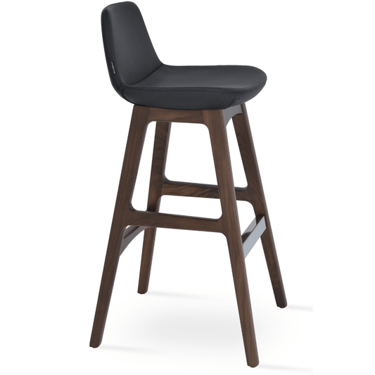 Black Leather Bar Stools Pera Wood - Your Bar Stools Canada