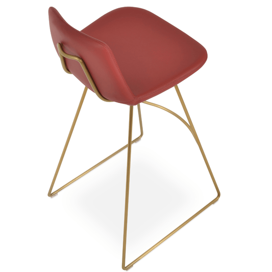 Brass Bar Stools Pera Wire Dark Red - Your Bar Stools Canada