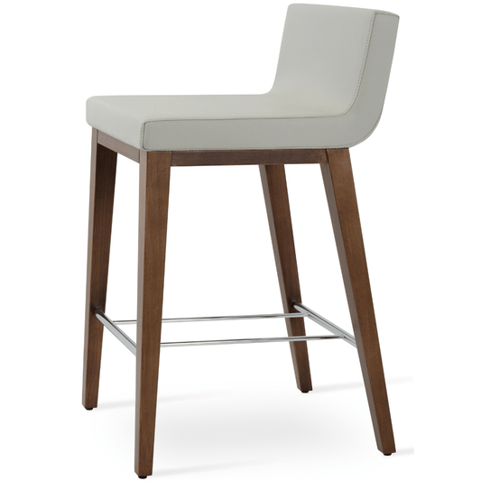 Cream Leather Bar Stools Dallas Wood - Your Bar Stools Canada