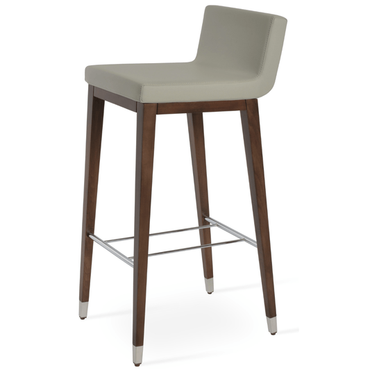 Cream Leather Bar Stools Dallas Wood - Your Bar Stools Canada