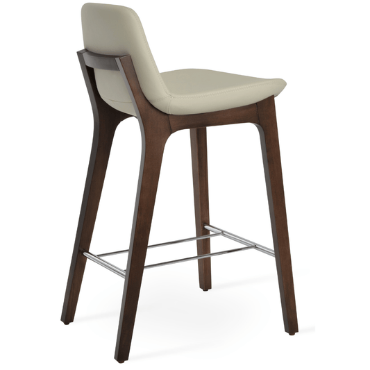 Cream Leather Bar Stools Pera Wood - Your Bar Stools Canada