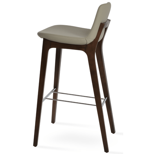 Cream Leather Bar Stools Pera Wood - Your Bar Stools Canada