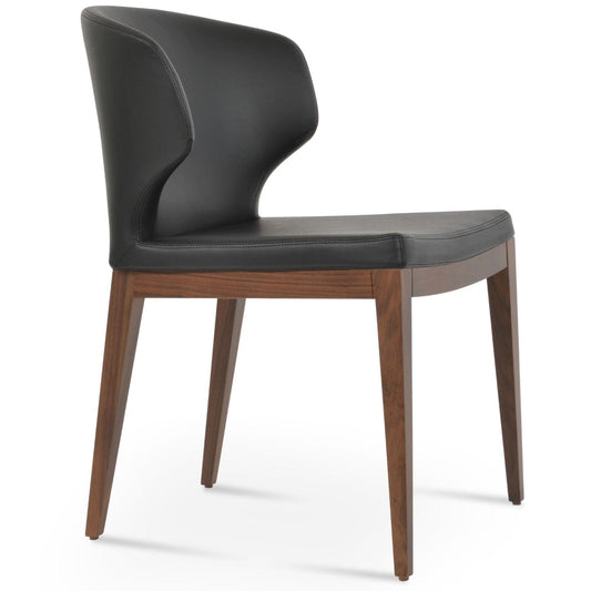 Black Leather Dining Chairs Amed Wood PLUS - Your Bar Stools Canada