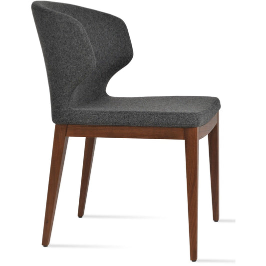 sohoConcept Kitchen & Dining Room Chairs Amed Wood PLUS Chairs | Wool Upholstered Wooden Dining Chairs