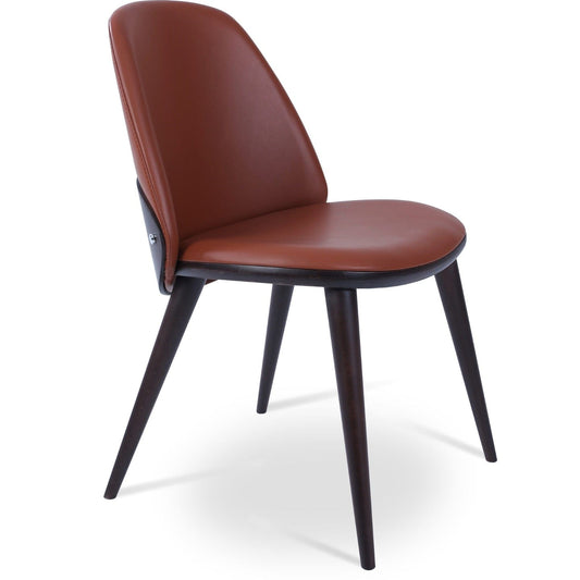 sohoConcept Kitchen & Dining Room Chairs Aston Wood Dining Chair | Brown Leather Upholstered Chair