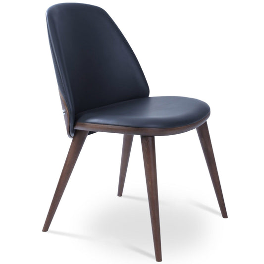 sohoConcept Kitchen & Dining Room Chairs Aston Wood Dining Chair | Grey Leather Upholstered Chair