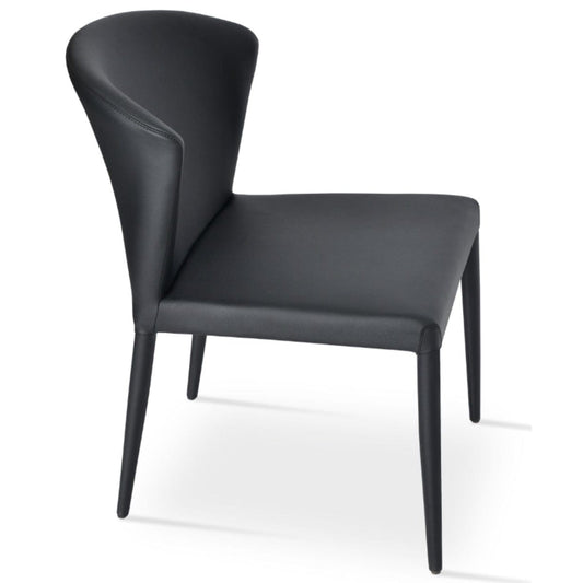 sohoConcept Kitchen & Dining Room Chairs Capri Stackable Restaurant Chairs | Black Leather Metal Dining Chairs