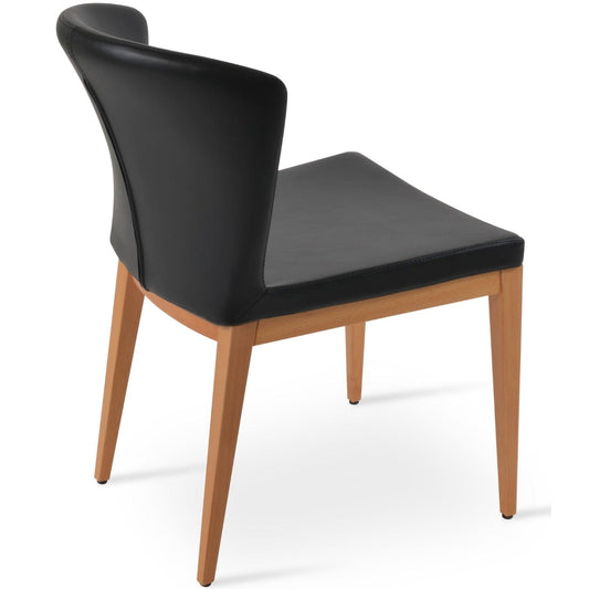 sohoConcept Kitchen & Dining Room Chairs Capri Wood Chairs | Black Leather Wooden Dining Chairs